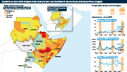 Infographic looking at food insecurity for East Africa, with projections threatening to exceed levels seen in previous drought years