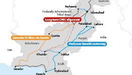 Proposed route of the China-Pakistan Economic Corridor