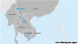 Showing the south-east Asia Mekong river sub-region area         
