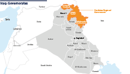 Showing the governorates of Iraq, and highlighting the Kurdistan Regional Government