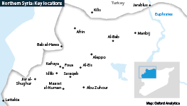 Showing Afrin and other key locations in Northern Syria
