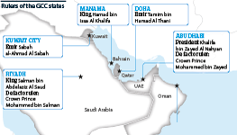 Gulf states: Rulers and de facto rulers of Kuwait, Bahrain, the United Arab Emirates, Saudi Arabia, Oman and Qatar