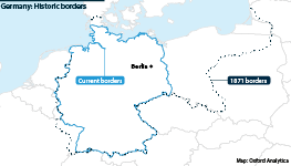 Germany's historic borders (1871-1918) compared with its current borders
