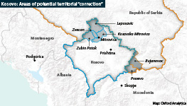 Areas of potential territorial "correction" between Kosovo and Serbia