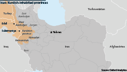  Kurdish-inhabited provinces in Iran and neighbouring areas of Turkey and Iraq