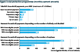 Egyptian social protection programmes, per household and monthly payment amounts