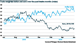Reflecting the better US outlook relative to Europe and the 'safety' of the dollar, the dollar is outperforming the euro
