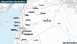 Syria/Lebanon: Key locations in relation to reconstruction