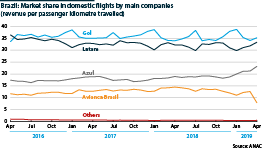 Market share in domestic flights by main companies
