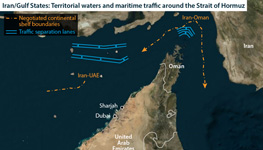 Iran/Gulf States: Territorial waters and maritime traffic around the Strait of Hormuz