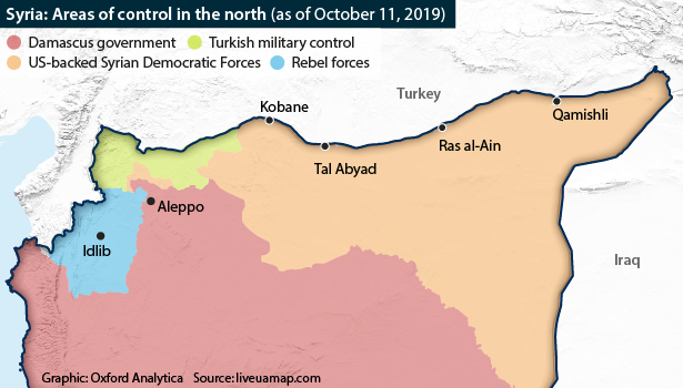 Areas of control in the north (as of October 11, 2019)