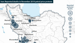 Iran: Reported deaths in November 2019 petrol price protests, by city