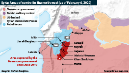 Syria: Areas of control in the north-west (as of February 6, 2020)