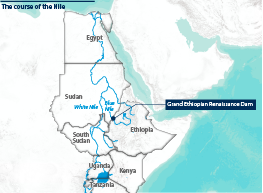 Location of the Grand Ethiopian Renaissance Dam on the Nile River