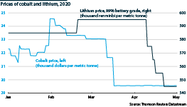 Price of cobalt and lithium in 2020                   