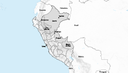 Peru, five departments and main cities within the Amazon region