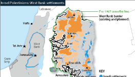 Israel/Palestinians: West Bank map showing differing areas of control and key locations