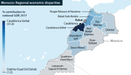 Morocco: Contribution to national GDP by region, 2017 (%)