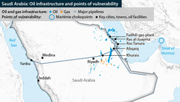 Saudi Arabia: Oil infrastructure and vulnerable points, including to Huthi attack