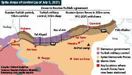 Syria: Areas of control in the north-east