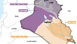 Iraq: Ethno-religious divisions, marking Sunni and Shia Arabs and Kurds