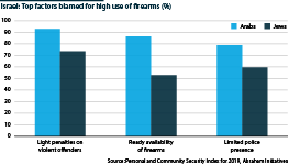 Israel: Top factors blamed for high use of firearms, by Arabs and Jews, 2019