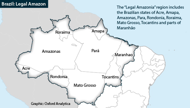 Brazil: Map of Legal Amazon (covering nine states)