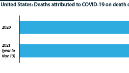 Deaths in the United States attributed to COVID-19 in 2020 and 2021