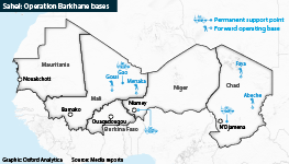 Military bases for Operation Barkhane as of December 2021
