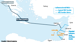 Map of the proposed EastMed Pipeline from Israel to Europe