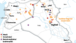 Locations of Islamic State-claimed attacks in Iraq and Syria in January 2022