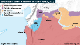 Areas of control in the north-west (as of April 25, 2022)