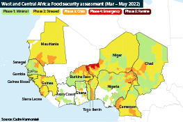 Food security projections in West and Central Africa: March-May 2022