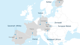 Map of lithium developers across the European Union