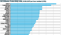 Russia was near the bottom for productivity among comparable countries in 2020