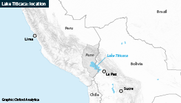 Map of Lake Titicaca and surrounding regions on Peru-Bolivia border