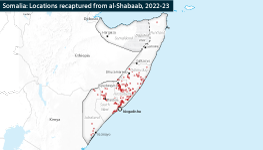 Locations recaptured from al-Shabaab between 2022 and 2023