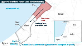 The map shows where two of Egypt's border crossings with Gaza are located