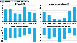 Select economic indicators for Egypt, 2018 to 2024