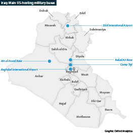 Iraq: Main military bases hosting forces from the US-led coalition against Islamic State