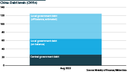 A chart showing levels of central and local government debt