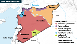 Syria: Primary areas of control, showing government and other areas