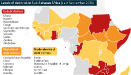 Levels of debt risk in Sub-Saharan Africa (as of September 2023)