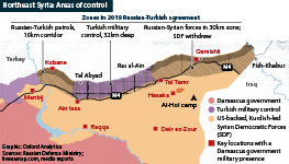 Syria: Northeast areas of control, including zones in 2019 Russian-Turkish agreement