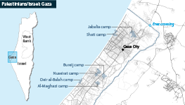 Palestinians/Israel: Gaza map showing key crossings and refugee camps
