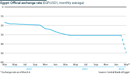 The chart shows fluctuations in the official exchange rate