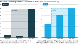 Ukrainian grain exports to the EU have soared since Russia's full-scale invasion