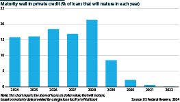 Share of private credit loans due to mature each year
