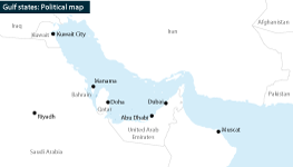 Political map showing the countries littoral to the Gulf