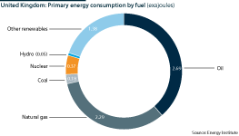 Oil is the fuel that the United Kingdom is most dependent on